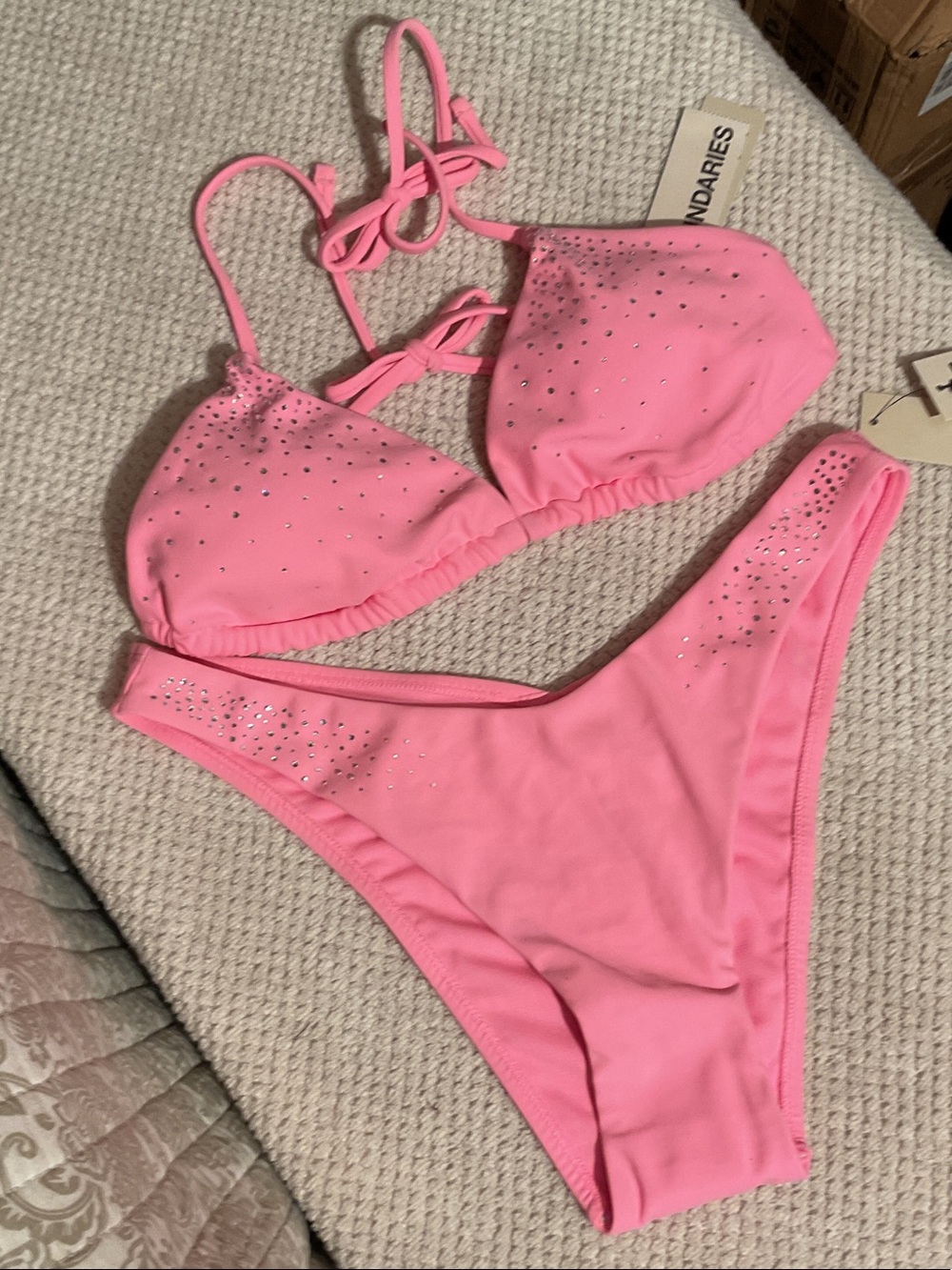 No Boundaries Pink Rhinestone Two-Piece Bikini